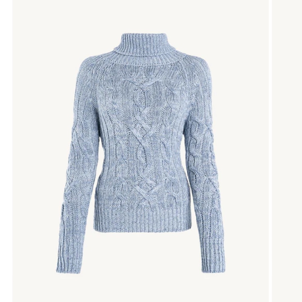Asta Resort The Elsa Cable Knit Sweater in Ice Blue Sequin XL
